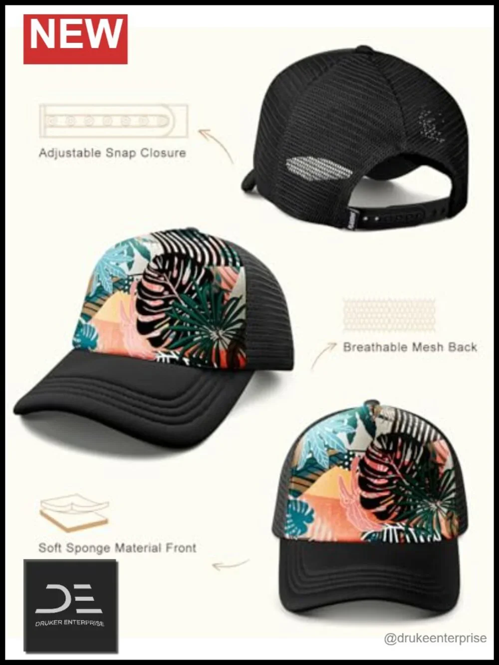 Trucker Hat Adjustable Snapback Baseball Cap Summer Sun Protection